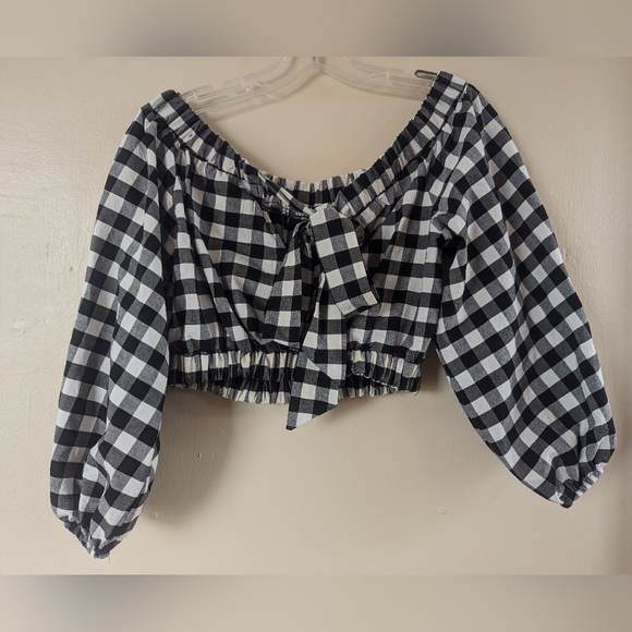 NWT! Anthropologie Maeve Black/White Gingham Crop Top, Top of 2 Piece Set, SMALL - Picture 9 of 15